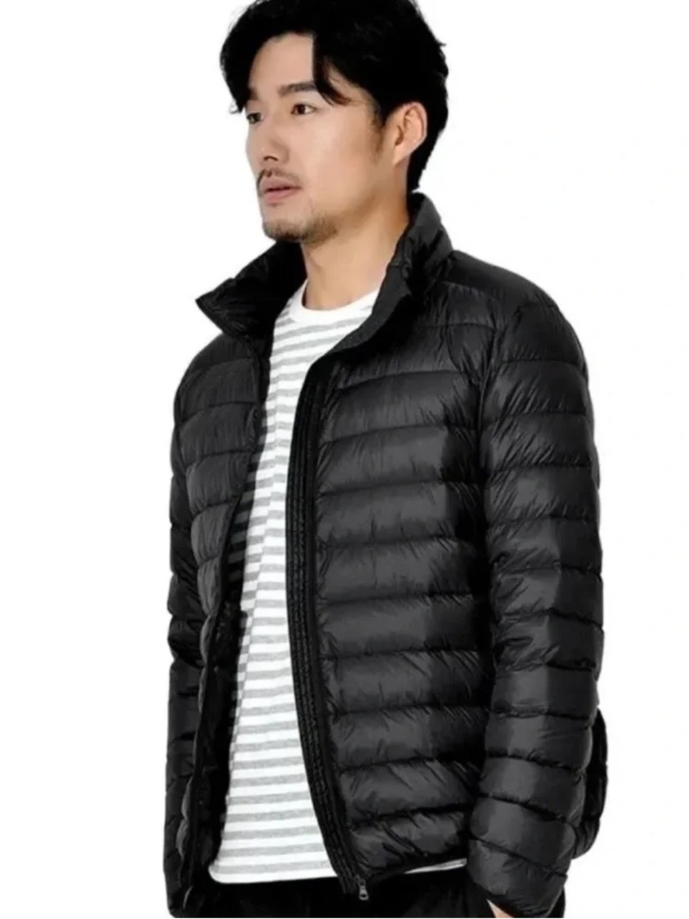 SaddleBred Men's Down Puffer Jacket Black Full Zip Stand Collar Size XL